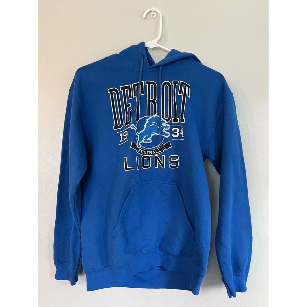 Mens Blue Detroit Lions Hoodie Sweatshirt Size S